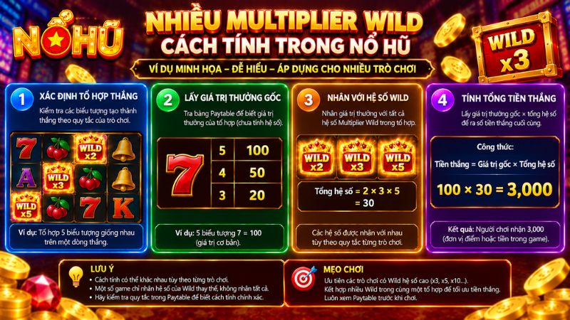 Nhiều Multiplier Wild cùng xuất hiện được tính thế nào?
